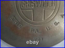 Griswold Erie Cast Iron No 7 701 A Frying Pan Skillet Large Block Logo VERY NICE