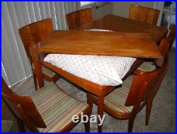 HAYWOOD WAKEFIELD ONE DINING TABLE WITH LEAF AND 6 CHAIRS c1940 VERY NICE SET