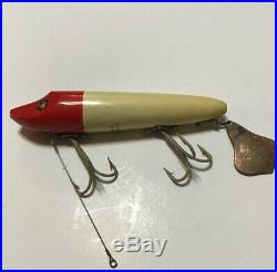 HEDDON Musky Red Head White Flap tail WithCorrect Brush Box Very Nice Lot H-14