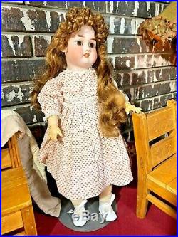 Halbig CM Bergmann S & H Vintage Bisque Doll 19 German, Very Nice