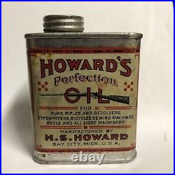 Howards Perfection Gun Oil-bay City Mich. Very Nice Tin! Advertising Rare
