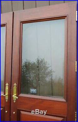 Huge Pair Of Very Nice Solid Mahogany Exterior Entrance Doors Beveled Glass
