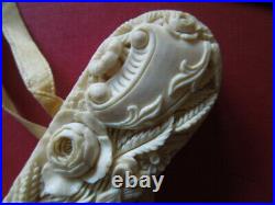 J2806 Art Nouveau French Dieppe Fan Very Nice Carved See Descrip