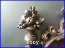 J3703 Antique Wooden Holy Water Font Very Nice Carved Scarce See Descr