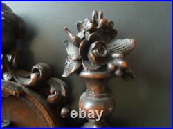 J3703 Antique Wooden Holy Water Font Very Nice Carved Scarce See Descr