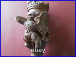 J3843 Antique Black Forrest Pipe Very Nice Carved Eagle /rabbit/fox See Descip