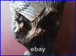 J3843 Antique Black Forrest Pipe Very Nice Carved Eagle /rabbit/fox See Descip