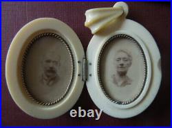 J3859 Antique Very Nice Carved Picture/photo Locket See Description