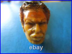 J4219 Antique Amber Pipe African Head Bearded Very Nice Carved See Descrip