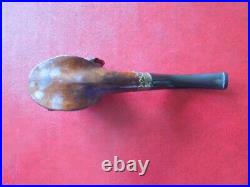 J5523 Antique Very Nice Carved Womans Head Tabacco Pipe Glass Eyes See Descr
