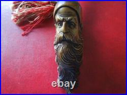 J5540 Antique Very Nice Carved Meerschaum Long Beard Tabacco Pipe See Descrip