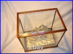 Japan Vintage. 970 Sterling Silver Model Sailing Boat With Case Very Nice