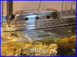 Japan Vintage. 970 Sterling Silver Model Sailing Boat With Case Very Nice