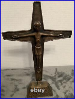 Jesus Christ Antique Bronze Crucifix Cross Very Solid, Nice Piece