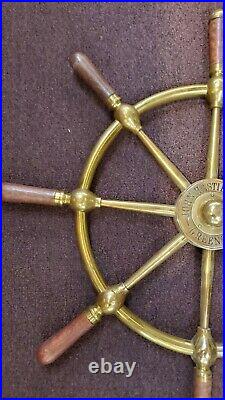 John Hastie & Co Greenock Brass Ship Wheel Antique Very Nice