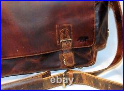 Kodiak Sitka Antique Brown Leather Briefcase Messenger Bag Very Nice