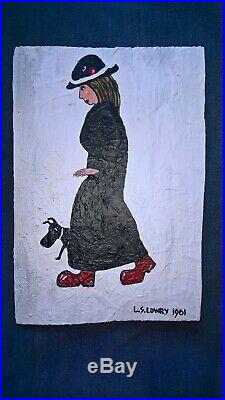 L s lowry lady in red shoes very old, very nice collectable
