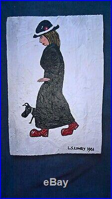 L s lowry lady in red shoes very old, very nice collectable