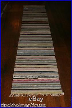 LONG and Very Nice Antique and Handmade Swedish Rag Rug (24x122 inches)