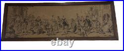 Large Antique Framed Wall Tapestry Stitched Very Nice! 61 x 22