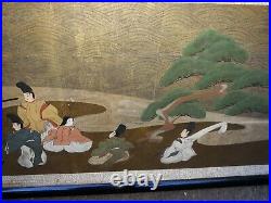 Large Antique Japanese Horizontal Painting Asian Very Nice
