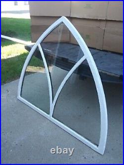 Large Church window frame with glass architectural salvage 60x52x2 very nice