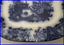 Large Early Antique Flow Blue Platter Very Nice