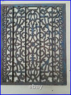 Large Very Ornate Antique Cast Iron Register Floor Wall Grate 32 X 26 1/4 Nice