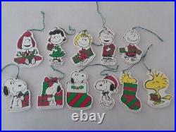 Lot of 11 Vintage Wooden Peanuts Christmas Ornaments Very Nice and Clean