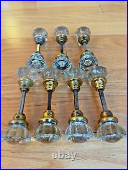 Lot of 7 Sets (14 Knobs) Vintage 12 point Glass Door Knobs -POLISHED VERY NICE