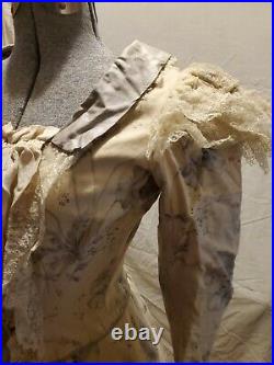 Magnificent Antique Original 1880s Heavy Wool and Silk Bustle Gown Very Nice