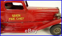 Marx 1930's Antique Pressed Steel Windup Siren Fire Chief Car-very Nice