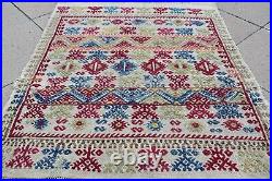 Masterpiece Antique Anatolian Collectors Piece Distressed Embroidered Kilim Rug