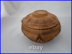 Native American Weave Covered Bowl WASHOE Very Nice Design. 5W X 3.5 T
