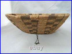 Native American Weave PAPAGO Bowl Basket Tray. Very Nice Design. Approx 10.9 L