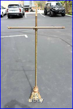 Nice Older Antique Banner Stand, All Brass, Very Ornate Base (CU339) chalice co