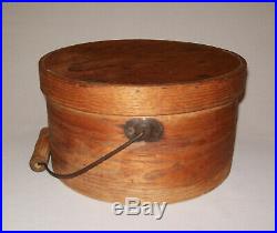 Old Antique Vtg 19th C 1800s Swing Handle Wooden Single Lap Pantry Box Very Nice