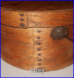 Old Antique Vtg 19th C 1800s Swing Handle Wooden Single Lap Pantry Box Very Nice