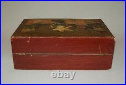 Old Antique Vtg 19th C School Girl Writing Box Academy Decorated Very Nice