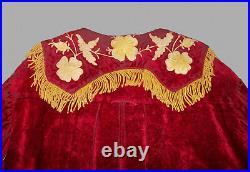 Old Antique Vtg Ca 1880s Odd Fellows Long Red Velvet Tunic Robe Tunic Very Nice