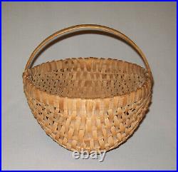 Old Antique Vtg Ca 1920s Beautiful Half Round Splint Basket Very Nice Condition