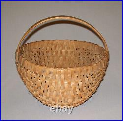 Old Antique Vtg Ca 1920s Beautiful Half Round Splint Basket Very Nice Condition