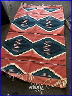 Old Antique Vtg Navajo Or Mexican Rug Blanket Native American Very Nice 74x45