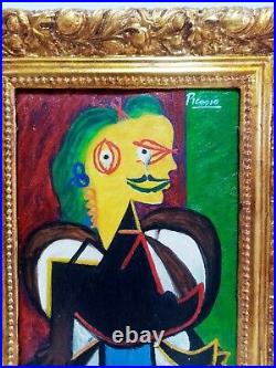 Pablo Picasso Antique Oil On Canvas 1937 With Frame In Golden Leaf Very Nice