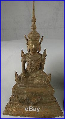 Pair Antique Thai Bronze Bodhisattva. Very nice patina. 8 ½ tall, 1lb 8oz each