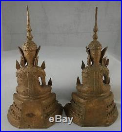 Pair Antique Thai Bronze Bodhisattva. Very nice patina. 8 ½ tall, 1lb 8oz each