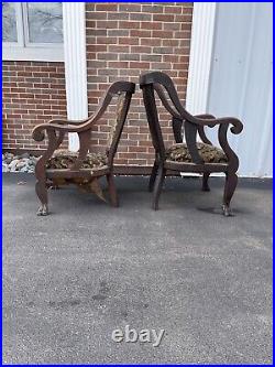 Pair, French Antique Arm Chairs Very Nice Looking 36.5H see details Floral