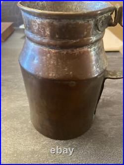RARE Antique Hand Hammered Primitive Large Copper Pitcher 8 Very Nice! #ZZ