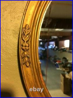 Rare Antique Federal Style Gold Gesso Finialed And Edged Mirror. Very Nice