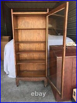 Rare Antique Quartered Oak Genuine Half Bookcase Five Shelfs Very Nice Condition